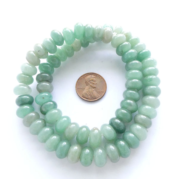 Aventurine, Green, 10mm Rondelles on 16-inch Strands