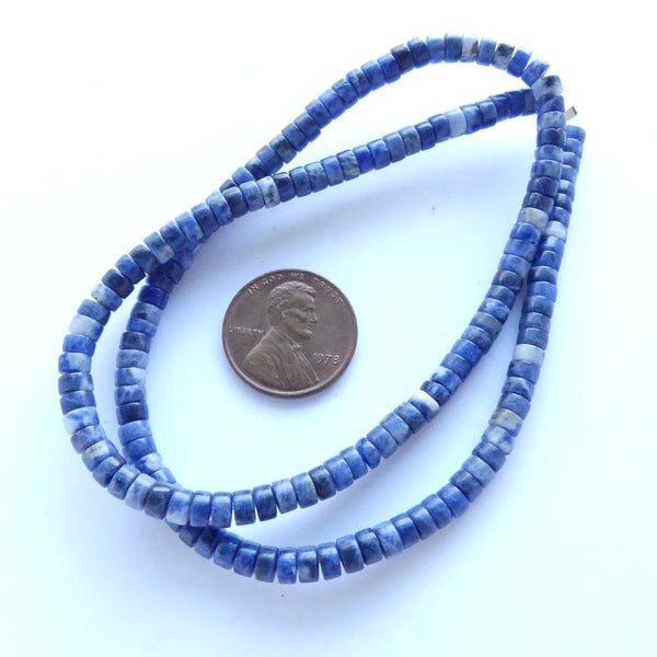 Sodalite, 2x4mm Round Slice on 16-inch Strands