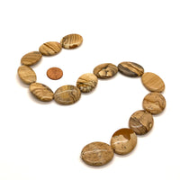 picture jasper flat oval beads strand