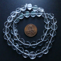 Rock Crystal, Coin Shape, 10mm Diameter on 16-inch strands