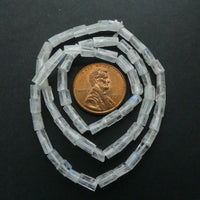 Moonstone, Square Short Tubes, 4mm on 14-inch Strand