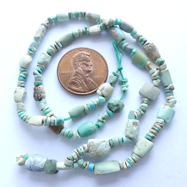 Turquoise, Ancient Mixed Small Shapes on 16-inch Strand