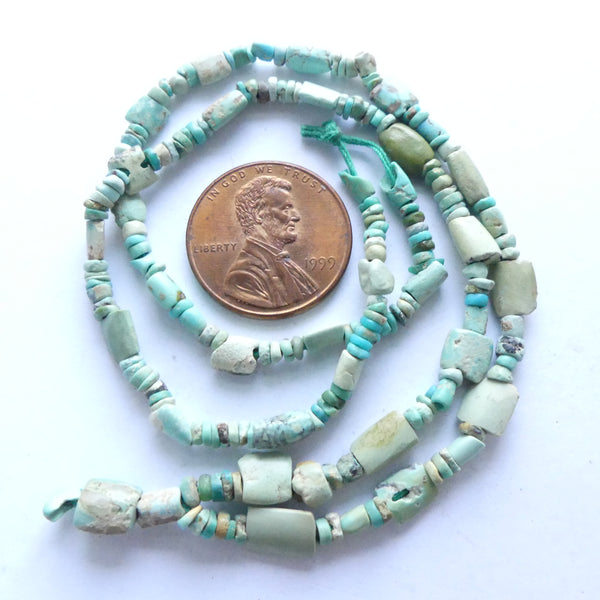 Ancient Turquoise, Slices and Flat Rectangles, 16-inch Strand