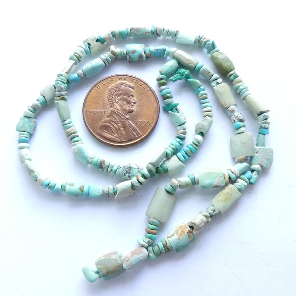 Ancient Turquoise, Slices and Flat Rectangles, 16-inch Strand