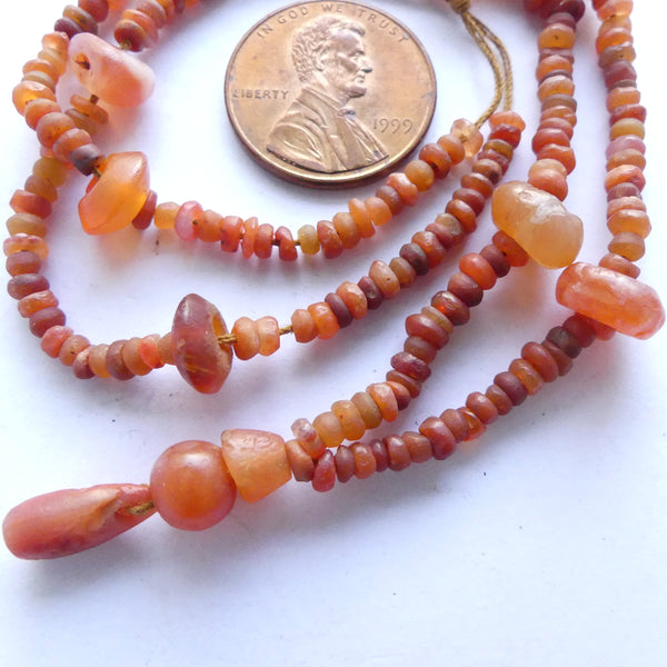 Carnelian, Ancient from Afghanistan, 16-inch Strand