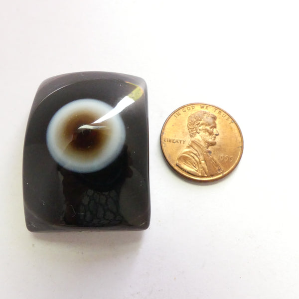 Banded Agate, Rectangle with Eye, 32x25mm