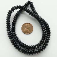 Banded Agate, Mostly Black, 6mm Rondelles on 16" Strands