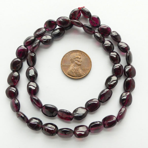 Garnet, Beans (Small Flat Ovals) 8x6mm on 16" Strands