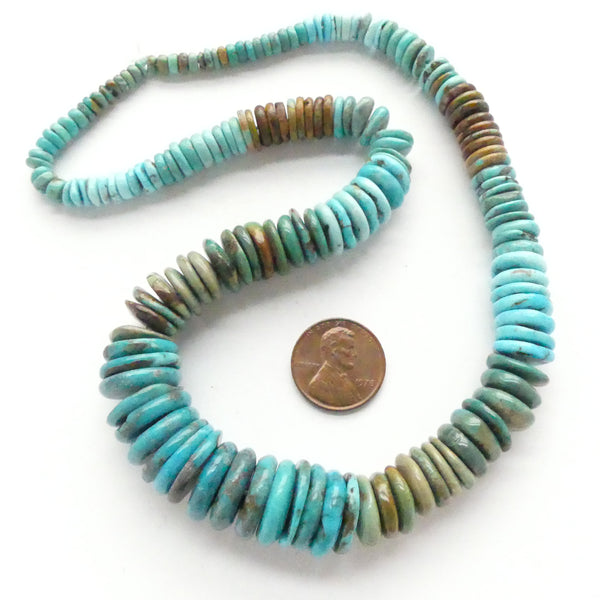 Turquoise, Slices, Full Range of Colors, Graduated, 18" Strand
