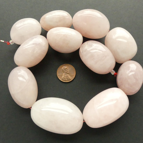 Rose Quartz, Giant Freeform Nuggets, 2x1 inches on 16" Strands