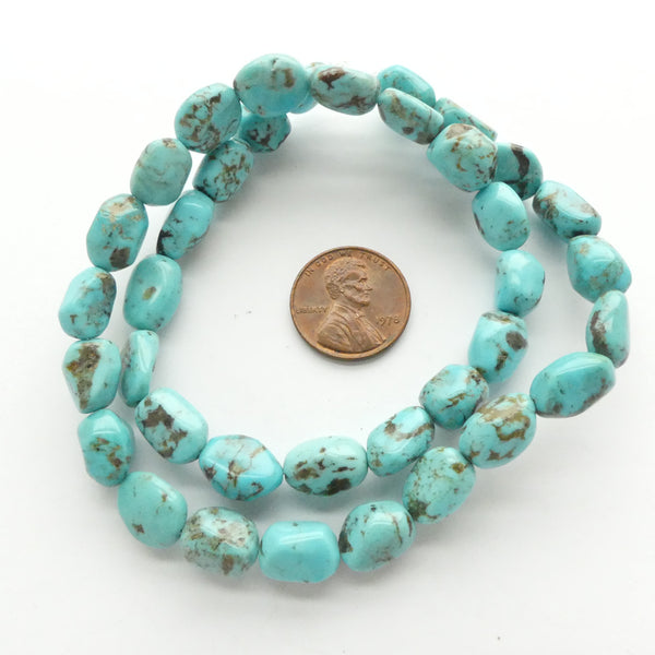 Turquoise, Freeform Nuggets about 12x6mm on 16-inch Strands