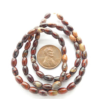 Poppy Jasper, Rice Shape 8x4mm on 16-inch Strands