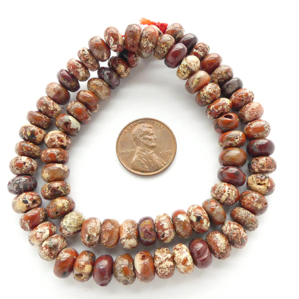 Poppy Jasper, Rondelles 5x8mm on 16-inch Strands