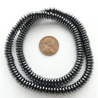 Hematite, Magnetic, Rondelles 2x7mm on 16-inch Strands