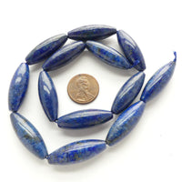 Lapis Lazuli, Large Ovals 30x10mm on Strands of 13 Beads