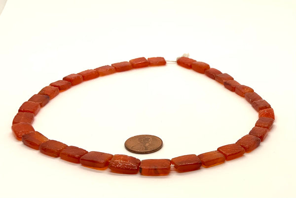 Carnelian vintage hand-carved beads