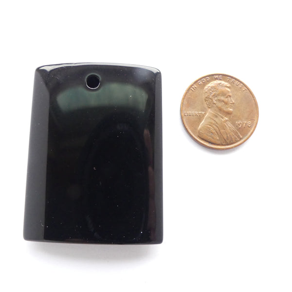 Black Onyx Rectangle Pendant, 40x33mm