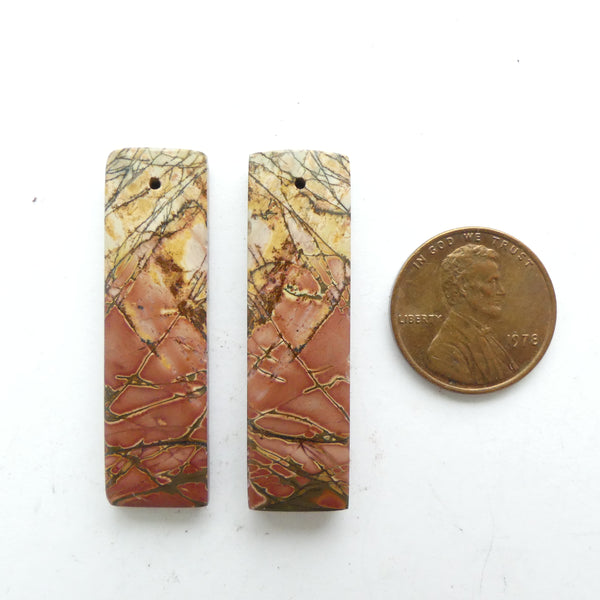 Red Creek Jasper, Matched Pair of Small Pendants, 40mm long