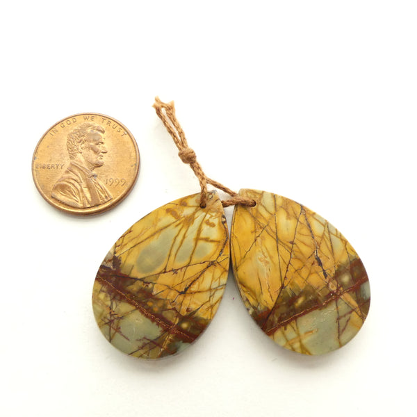 Red Creek Jasper Pendant Pair, 30x20mm