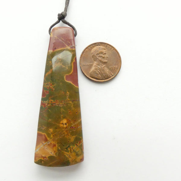 Red Creek Jasper, Long Trapezoidal Pendant, 60mm Long