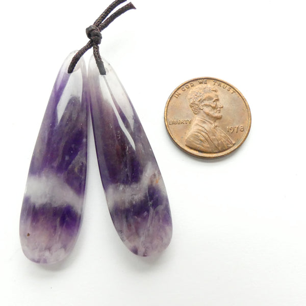 Amethyst Pendants, Matched Pair, 45mm Long