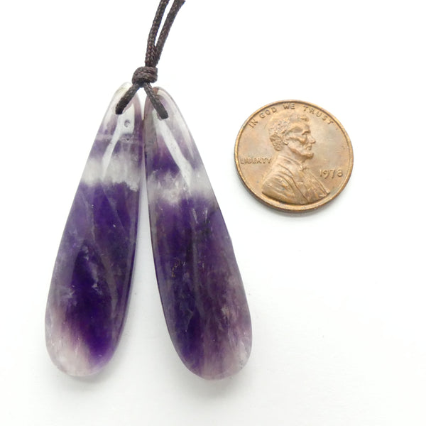 Amethyst Pendants, Matched Pair, 45mm Long