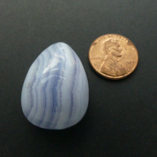 Blue Lace Agate Flat Back Teardrop Pendant, 32x23mm