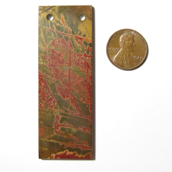 Red Creek Jasper Two-Hole Rectanular Pendant