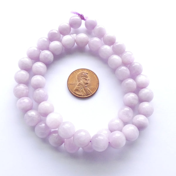 Kunzite, Round 8mm, Pink on 16-inch Strand