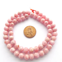 Rhodocrosite, 6mm Round on 16-inch Strand
