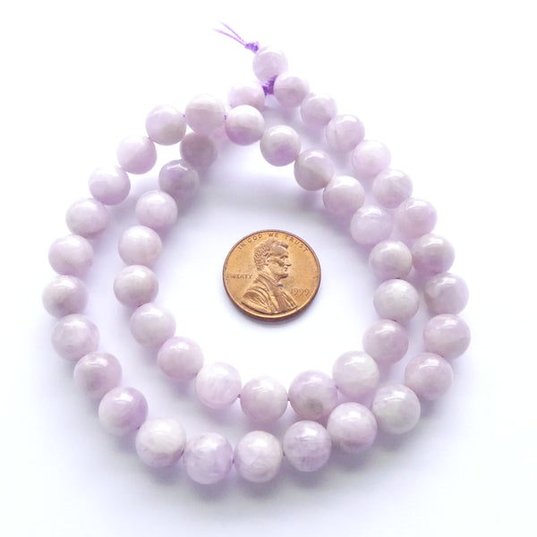 Kunzite, 8mm Pale Lavender Round Beads on 16-inch Strand