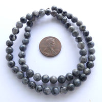 Labradorite, 6mm Round, Dark Color with Low Fire on 16-inch Strands