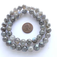 Labradorite, 8mm Round, Medium Color with High Fire on 16-inch Strands