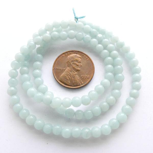 Amazonite, Blue 4mm Round on 16-inch Strands