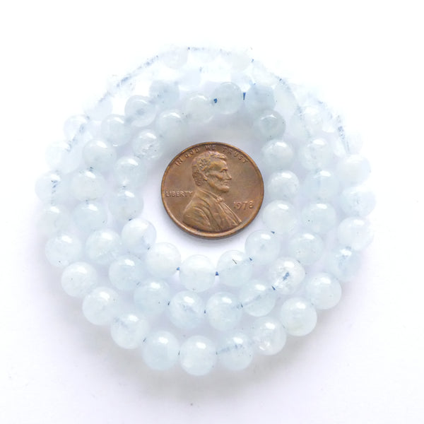 Aquamarine, 6mm Round Beads on 16-inch Strands