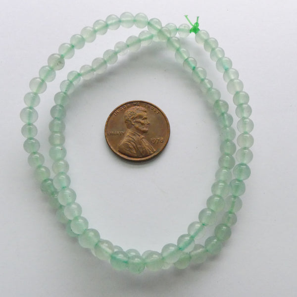 Aventurine, Green 4mm Round Beads on 16-inch Strands