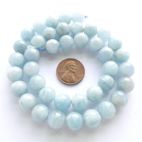Aquamarine, 10mm Round on 16-inch Strands