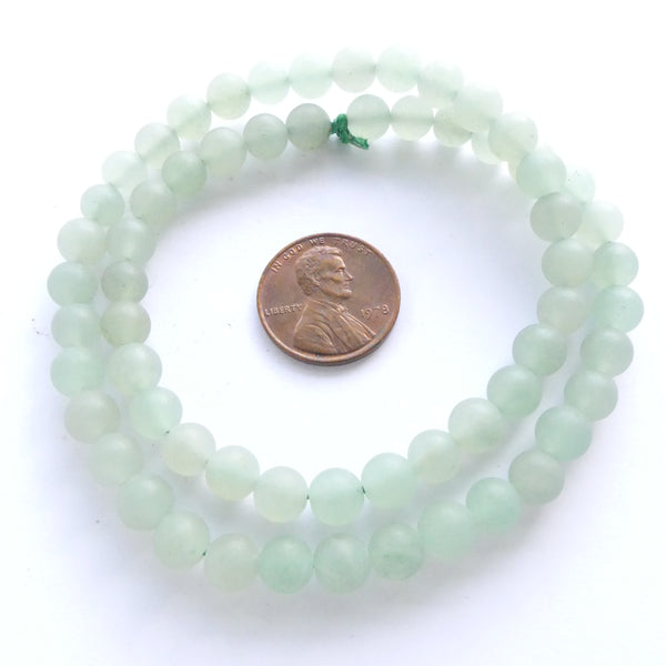 Aventurine, Green, 6mm Round Matte on 16-inch Strands