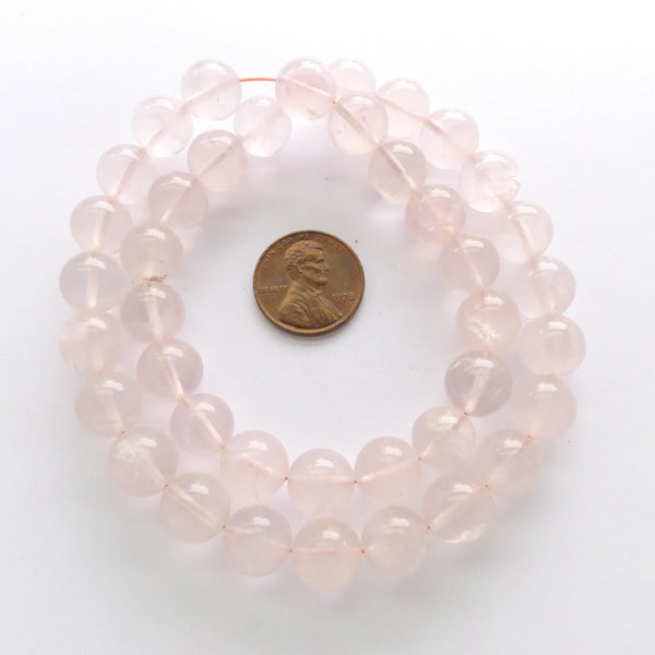 Rose Quartz, 10mm Round Beads on 16-inch Strands