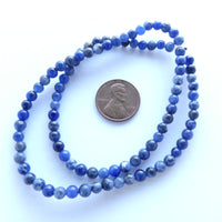 Sodalite, 4mm Round Beads on 16-inch Strands