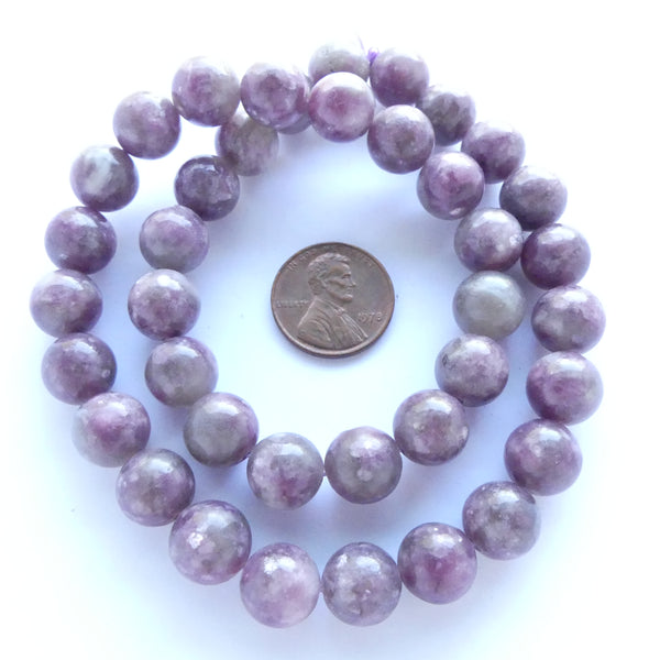 Lepidolite, 10mm Round Beads on 16-inch Strands