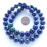 Azurite, 10mm Round Beads on 16-inch Strands