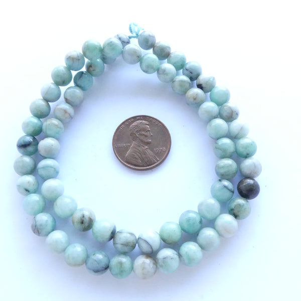 Emerald, 6mm Round Beads on 16-inch Strands