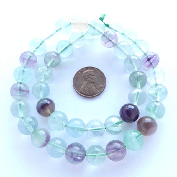 Fluorite, Round, 10mm on 16-Inch Strands