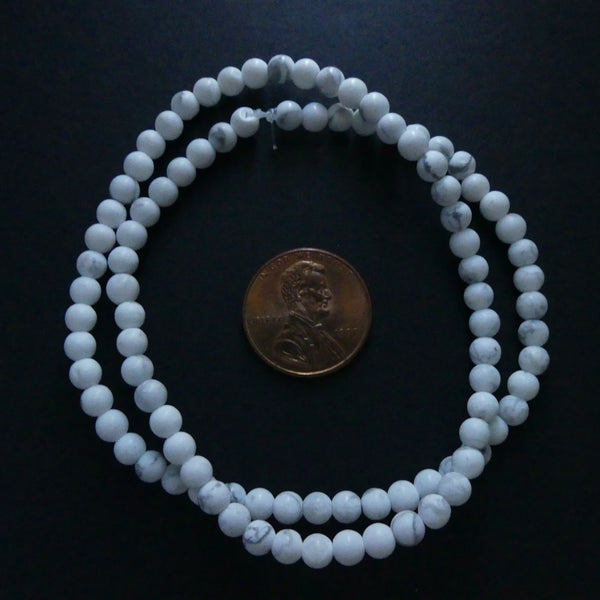 Howlite, 4mm Round Beads on 16-inch Strands
