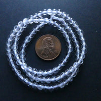 Rock Crystal, 4mm Round Beads on 16-inch Strands
