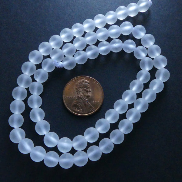 Rock Crystal, Matte, 6mm Round Beads on 16-inch Strands