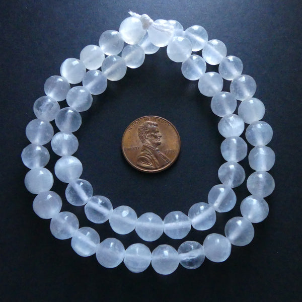 Selenite, 8mm Round Beads on 16-inch Strands