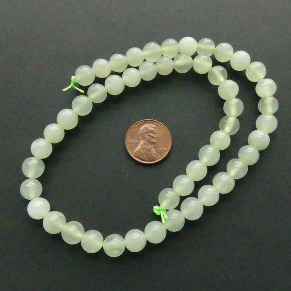 New Jade, Round, 8mm on 16" Inch Strands