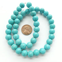 Magnesite Dyed Turquoise, 10mm Round on 16-inch strands